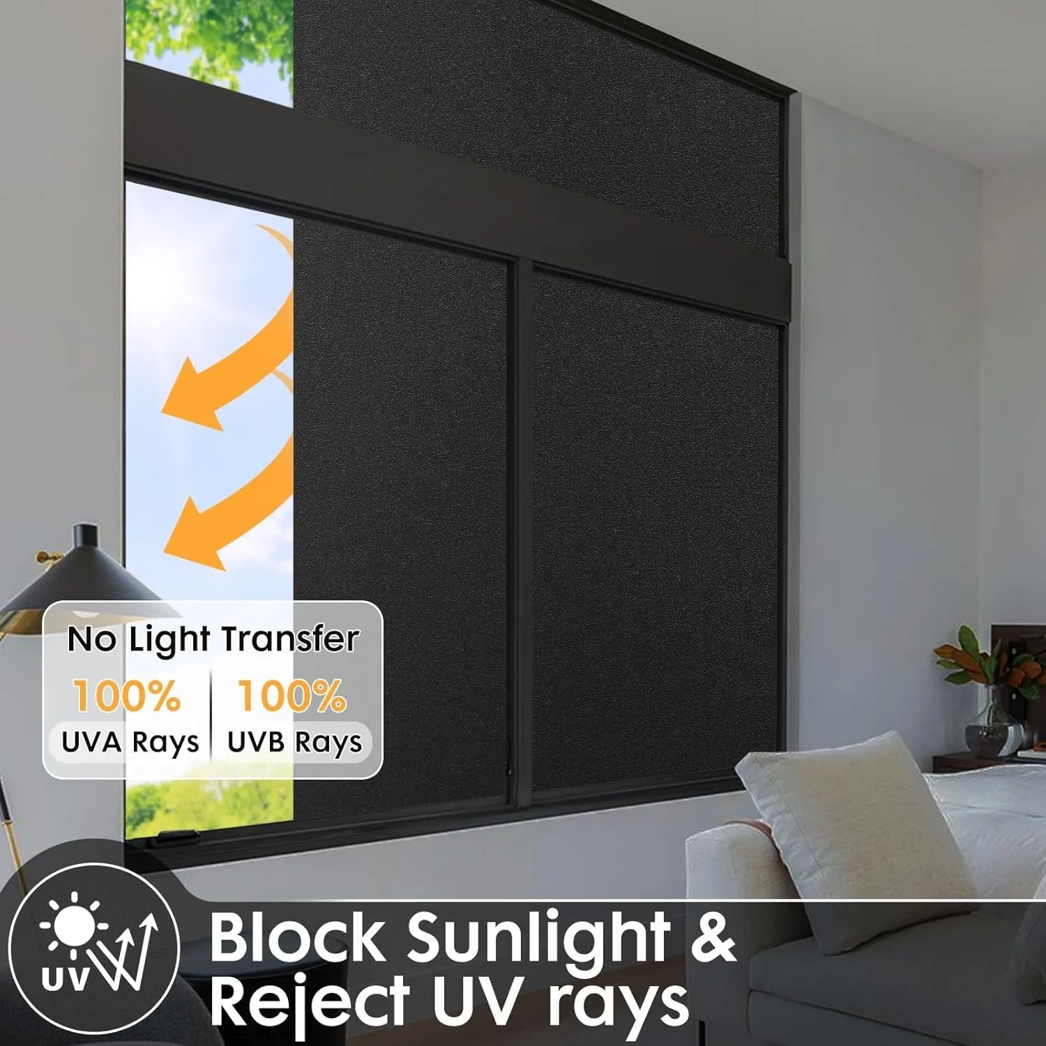 Blackout Window Film Sun Light Blocking Frosted Privacy Cling Glass Darkening Window Tint Day Sleep Black Out Shades window privacy film window film