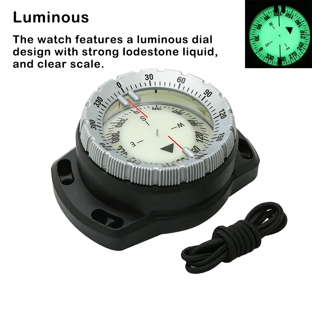 

Wristband Compasses Strong Lodestone Scuba Diving 50M Navigation Side Window Tool Waterproof Luminous Dial with Elastic Rope