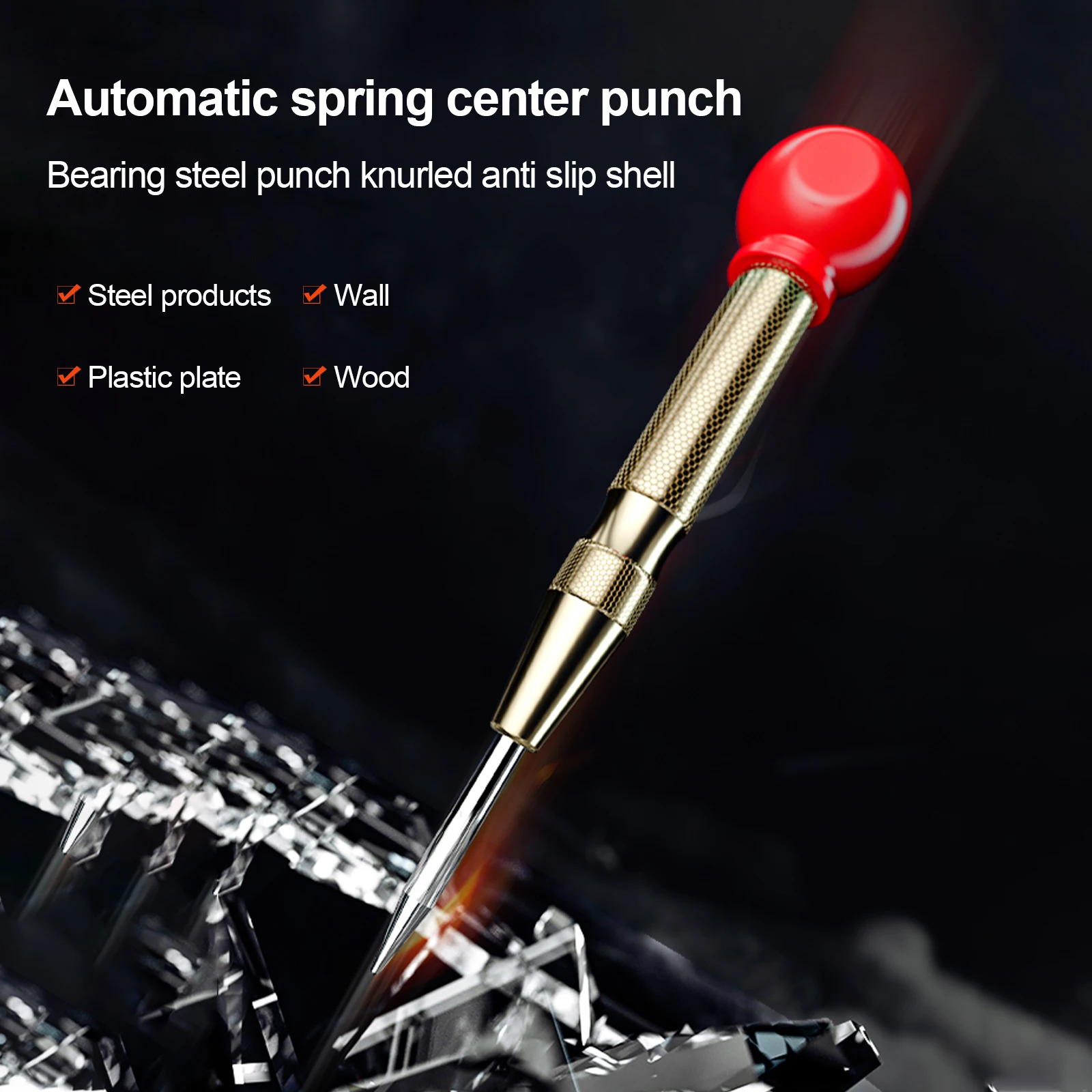 Center Punch Automatic Spring Type Locator Glass Firing Pin Window Breaker Punch Set Center Punch