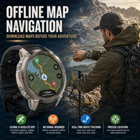 Montre connectée GPS tactique d'extérieur avec carte hors ligne, boussole, moniteur de fréquence cardiaque, tracker d'activité, étanche 5ATM, montres de sport d'aventure 3