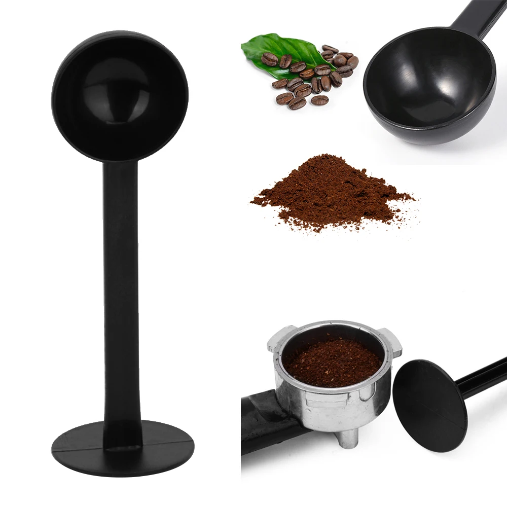 DIY  Coffeeware Plastic Coffee Spoon Black Stand Tamping 10g Measuring Scoop. 