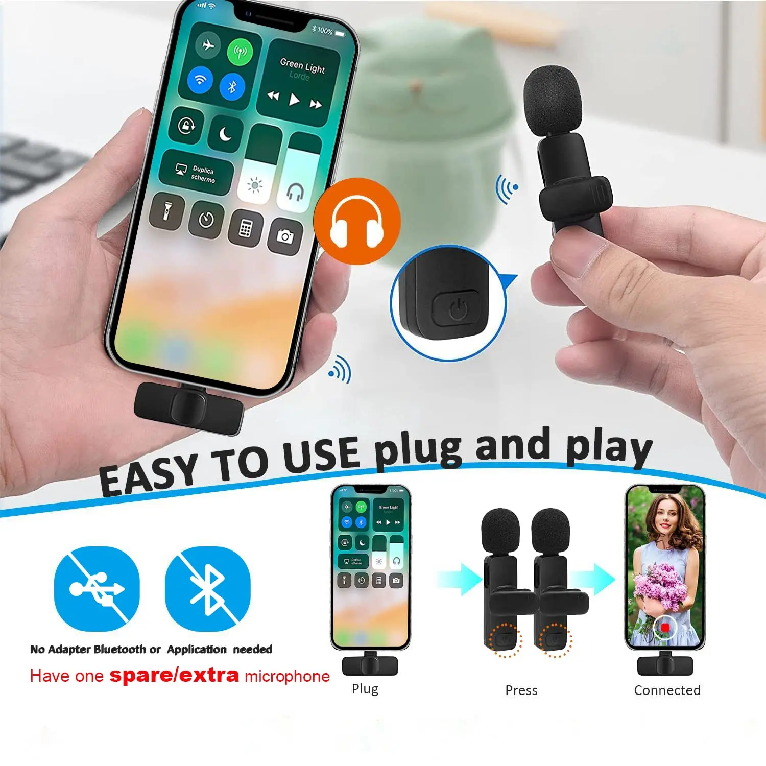 Microphone Cravate Externe de qualité Professionnelle pour iPhone, iPad,  iPod – Micro à condensateur omnidirectionnel pour téléphone, 365cm