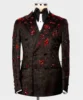 Fashion Jacquard Men Suits Customized Wedding Groom Tuxedos With Beaded Crystal 2 Pieces Sets Male Prom Party Blazer ropa hombre 1