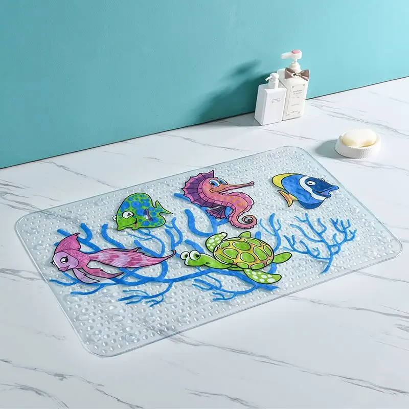 thumbnail image 1 of Alfombrilla de baño antideslizante con 23 patrones de dibujos animados, base de PVC con ventosa para ducha para niños, alfombrilla de baño con drenaje, alfombrilla de bañera ecológica, 1 of 5