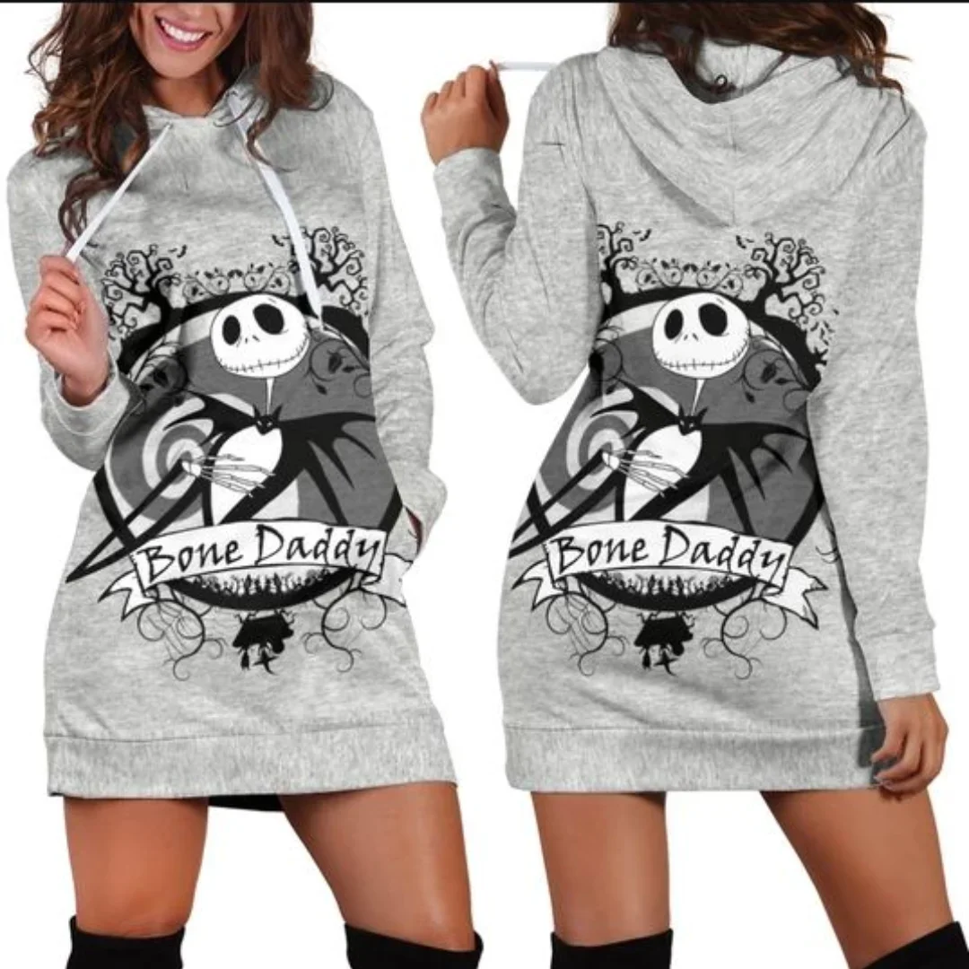 Jack Skellington Hoodie Dress Sweater Fashion Disney Dress Sweatshirt Dress 3d Allover Printed Hoodie for Women 2