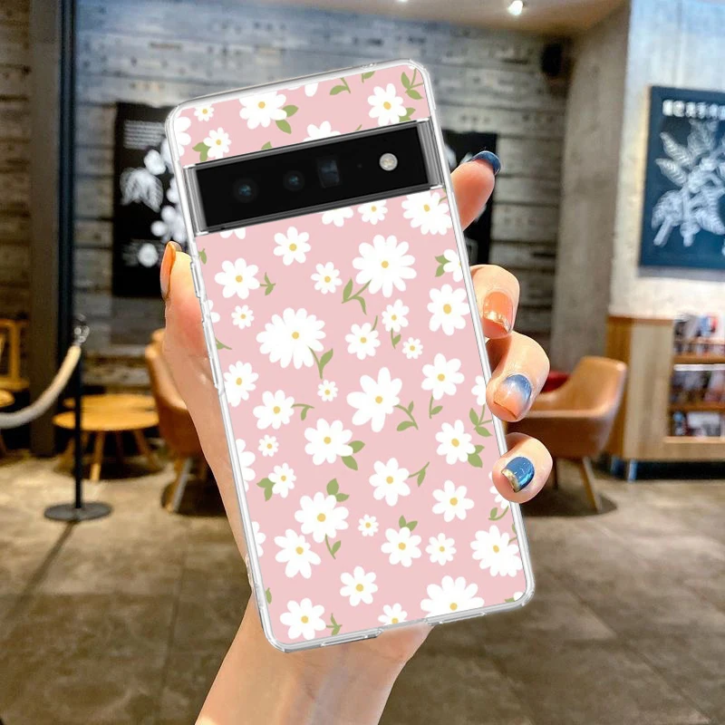 Transparent Daisy Graphic Soft TPU Phone Case with Enhanced Protection