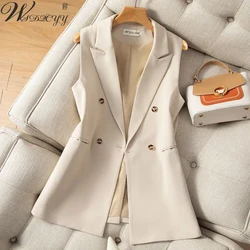 Spring Summer Double Breasted Suit Vest Women Solid Colors Sleeveless Korean Vest Streetwear Ladie Business Designer Jacket Coat
