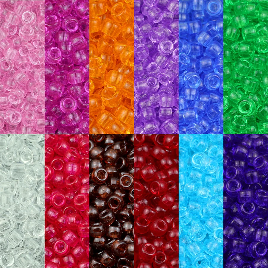 1000 Perline Pony Rosse 9mm In Plastica - Per Collane, Trecce, Portachiavi E Creazioni Fai-da-te