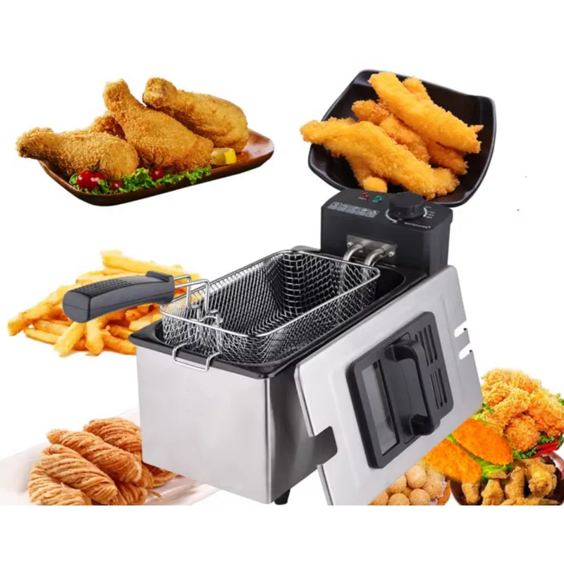 220V electric frying pan 3L French fries oil hot pot fried chicken grill adjustable constant temperature oven