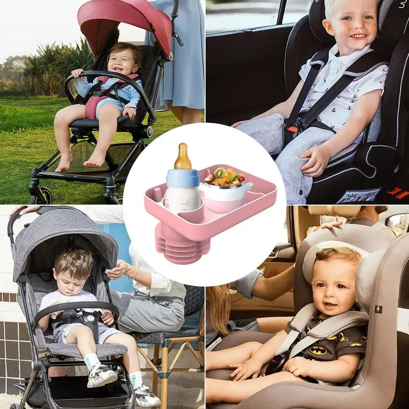Car Seat Children Dining Table Tray Multifunctional High Temperature  Resistant Silicone Stroller Snack Tray With Cup Holder - AliExpress