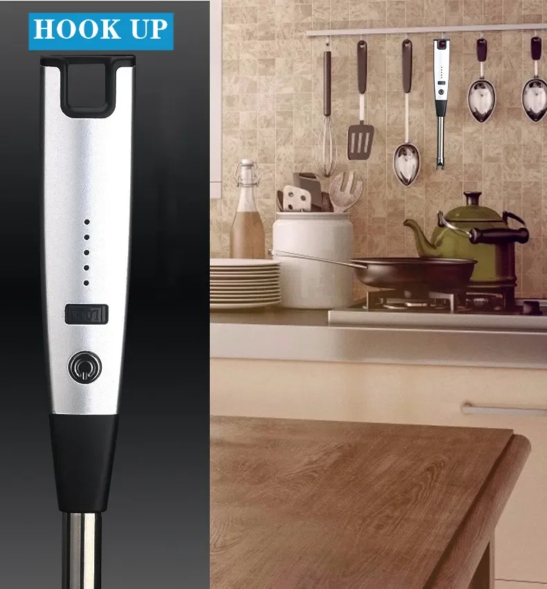 Description Picture 5 of itemMetal Hook Electric Arc USB Lighter Windproof Scented Candle Kitchen Gas Stove Tool Power Display Pulse Flameless Ignition Gun