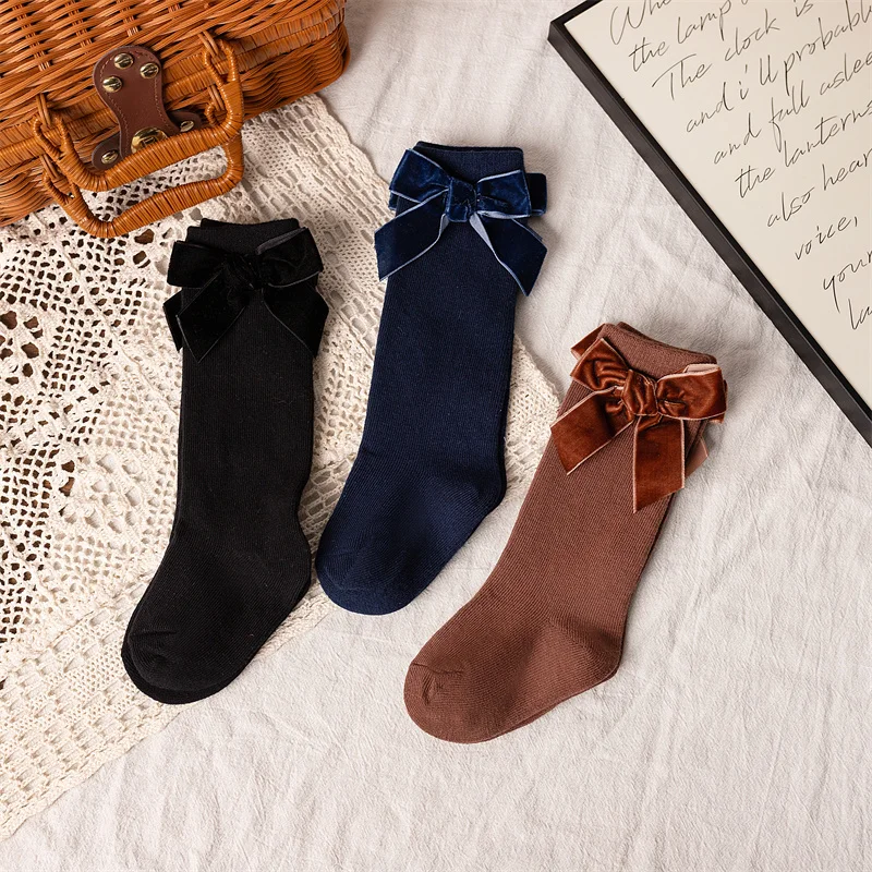 3 Paare/los Kinder Mädchen Knie Hohe Socken Baby Weiche Baumwolle Lange Socke Nette Schleife Spanisch Solide Kinder Prinzessin Socken Für 0-5 jahre – Detail 11