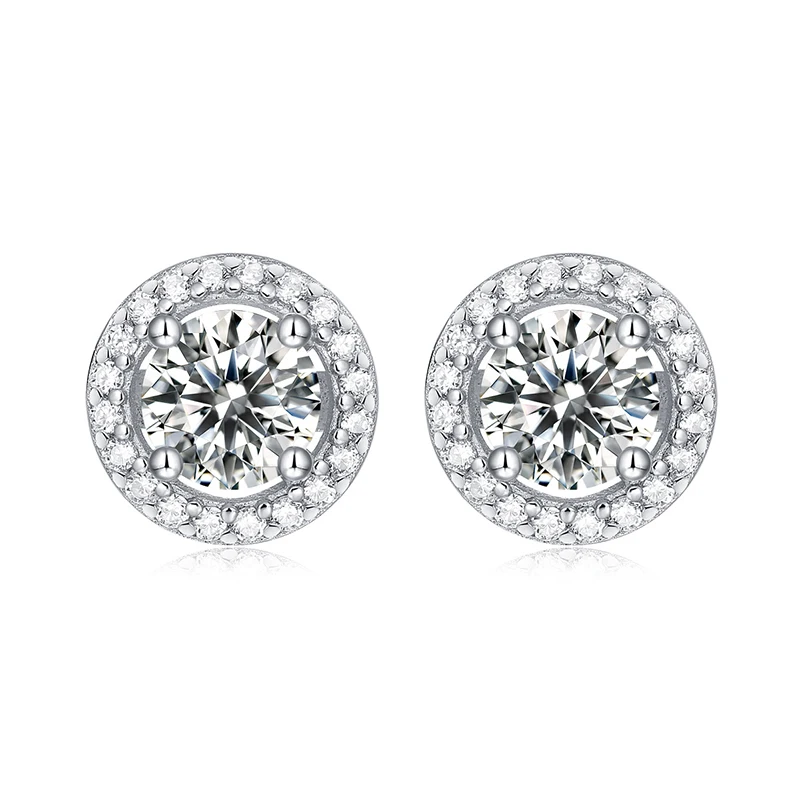 1CT 2CT Moissanite Diamond Ear Studs Earring Pass Diamond Test Moissanite Stud Earrings For Women Sterling Silver Jewelry