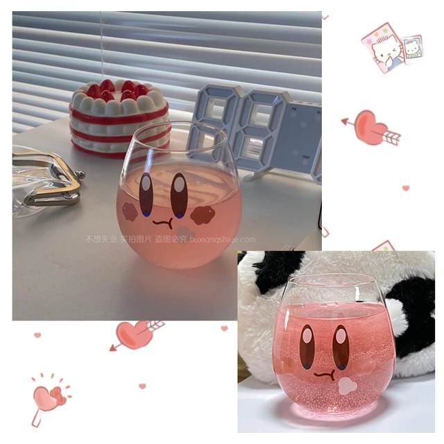 Anime Stars Kirby Cartoon Cute Glass Cup Kawaii INS Style Creative