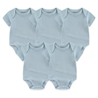 Solid Color 5Pieces Unisex Ribbed Cotton Newborn Baby Girl Clothes Set Short Sleeve Bodysuits Baby Boy Clothes Summer 6