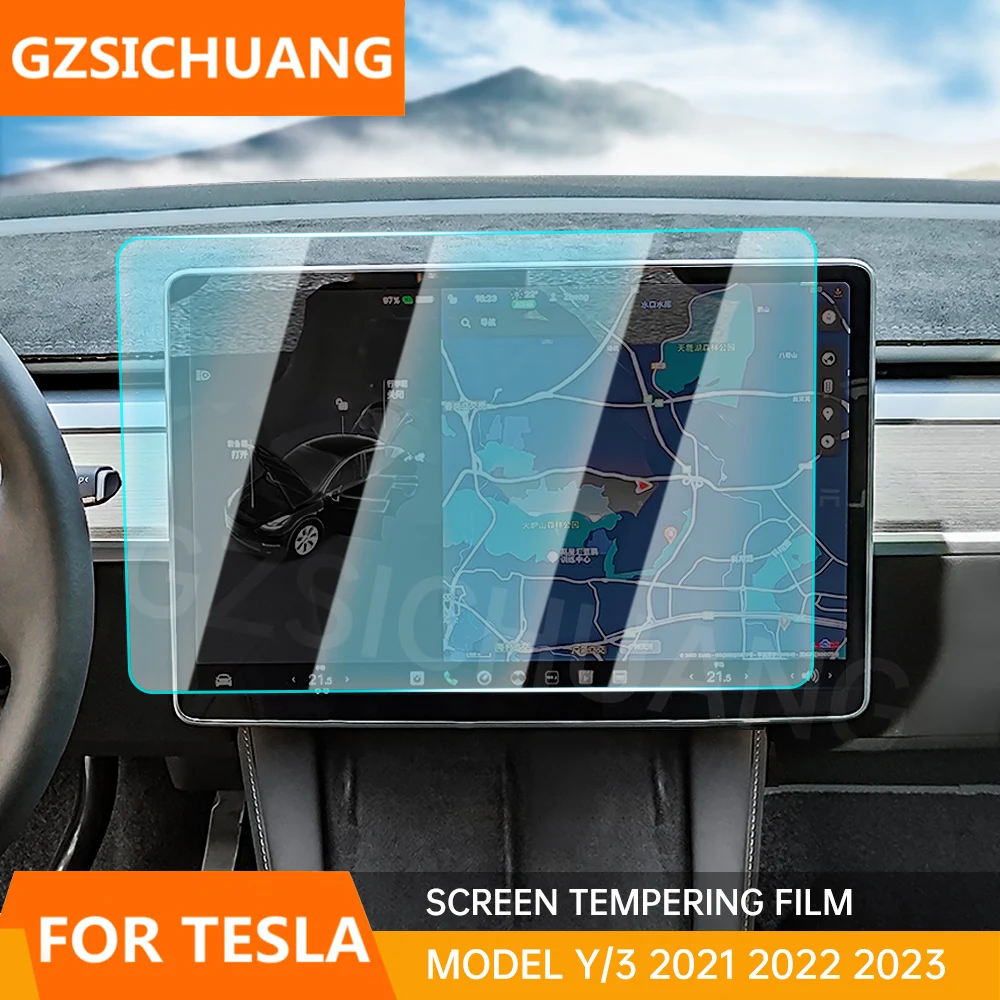 Screen Protector For Tesla Model 3 Model Y 2023 2022 2021 15 Car Navigation  Tempered Center Control Touch Screen Glass HD Film - AliExpress