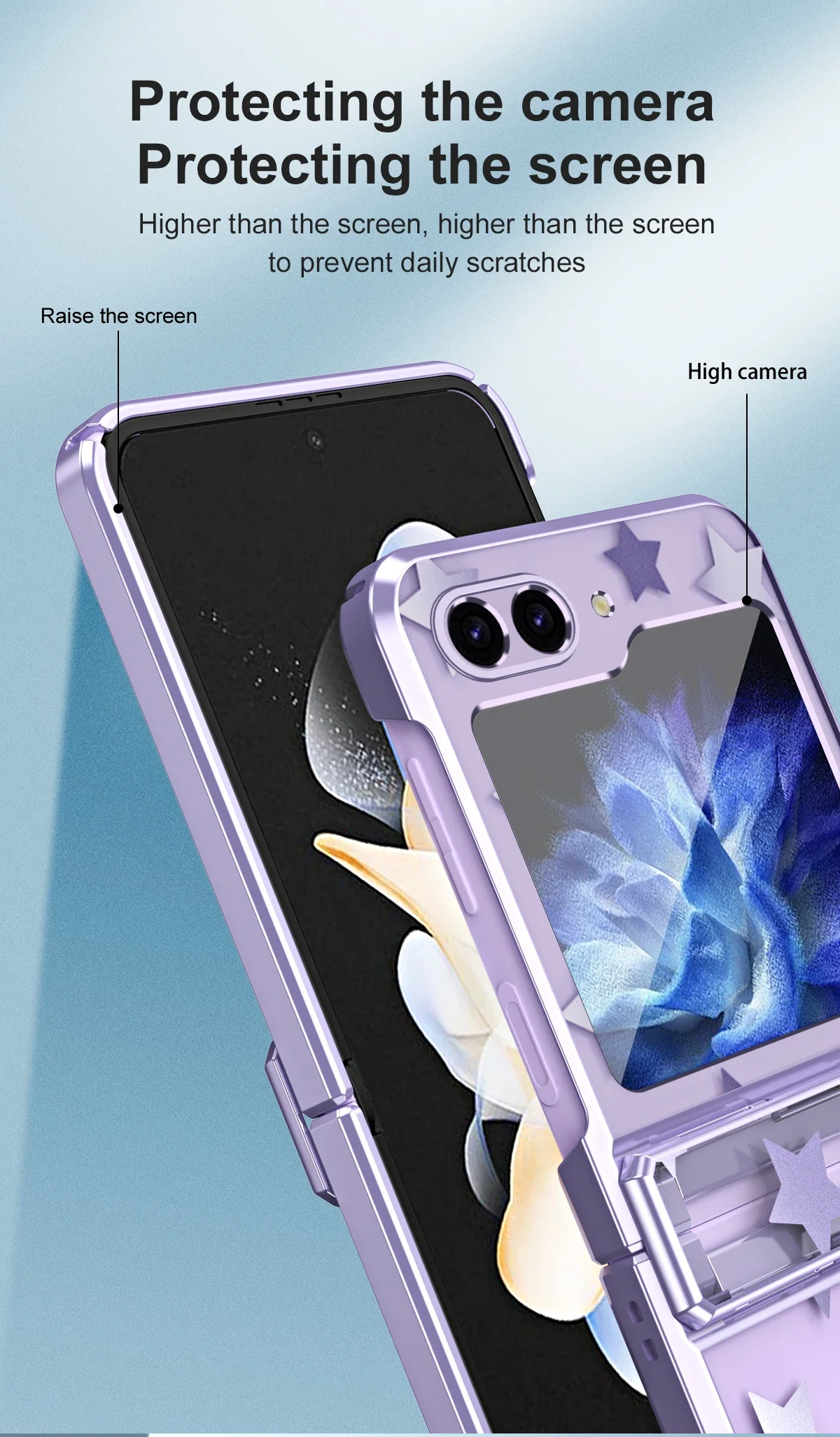 Coque de téléphone de luxe à motif d'étoiles électrolytiques pour Samsung Galaxy Z Flip 6 5 4 3 5G PC antichoc à charnière housse de protection_voghion.com
