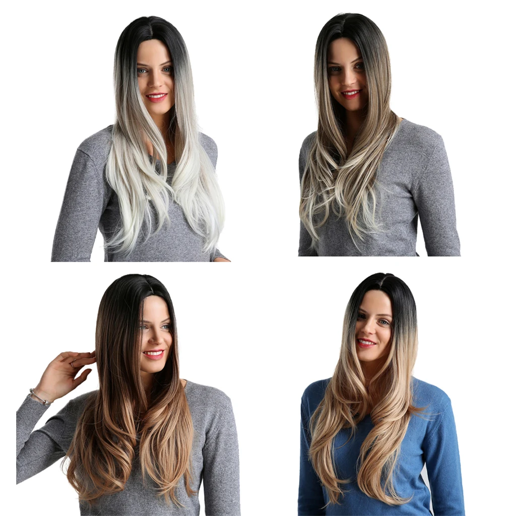 Fashion Casual Elegant Straight Women Wig Layered Synthetic Girls Lady Hair Replacement 26 Inches