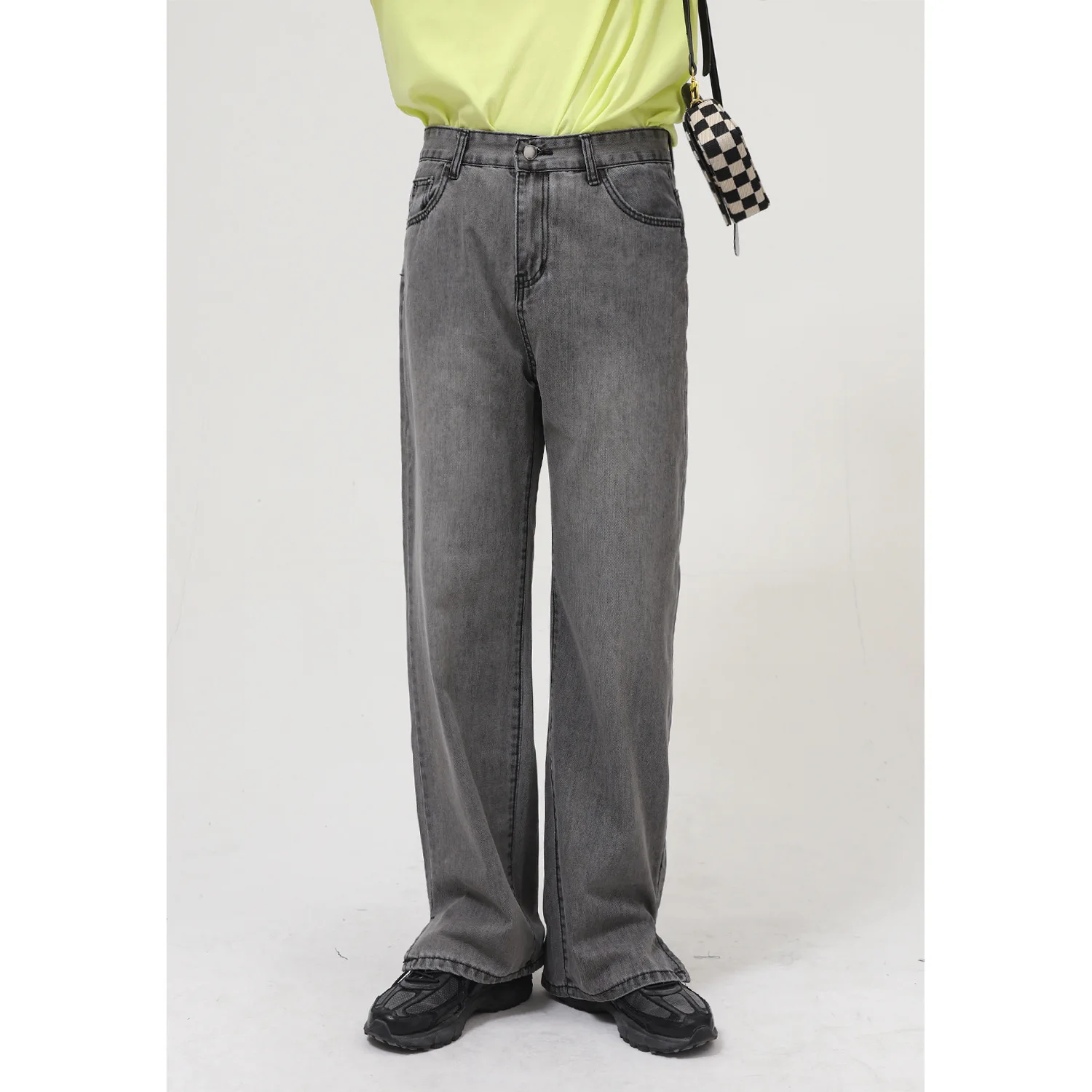 

High Quality Couple Jeans New Korean Loose Casual Retro Straight Denim Pants Men Trousers