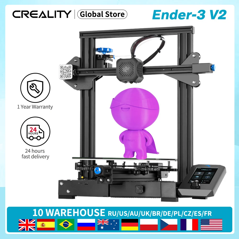 Creality 3d Ender-3 V2 Printer Kit New Ui Display Screen With Resume  Printing 32 Bits Silent Mainboard 3d Printer - 3d Printer - AliExpress