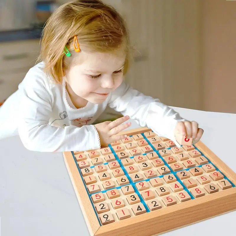 Wood Sudoku Board Game Set Fun Logical Board Math Toys With Drawer Sudoku Puzzles Game 9x9 Grid With Numbers Educational Brain 1 set chinese checkers checkers glass ball children puzzle marble checkers wooden chess set board game with drawer glass marbles