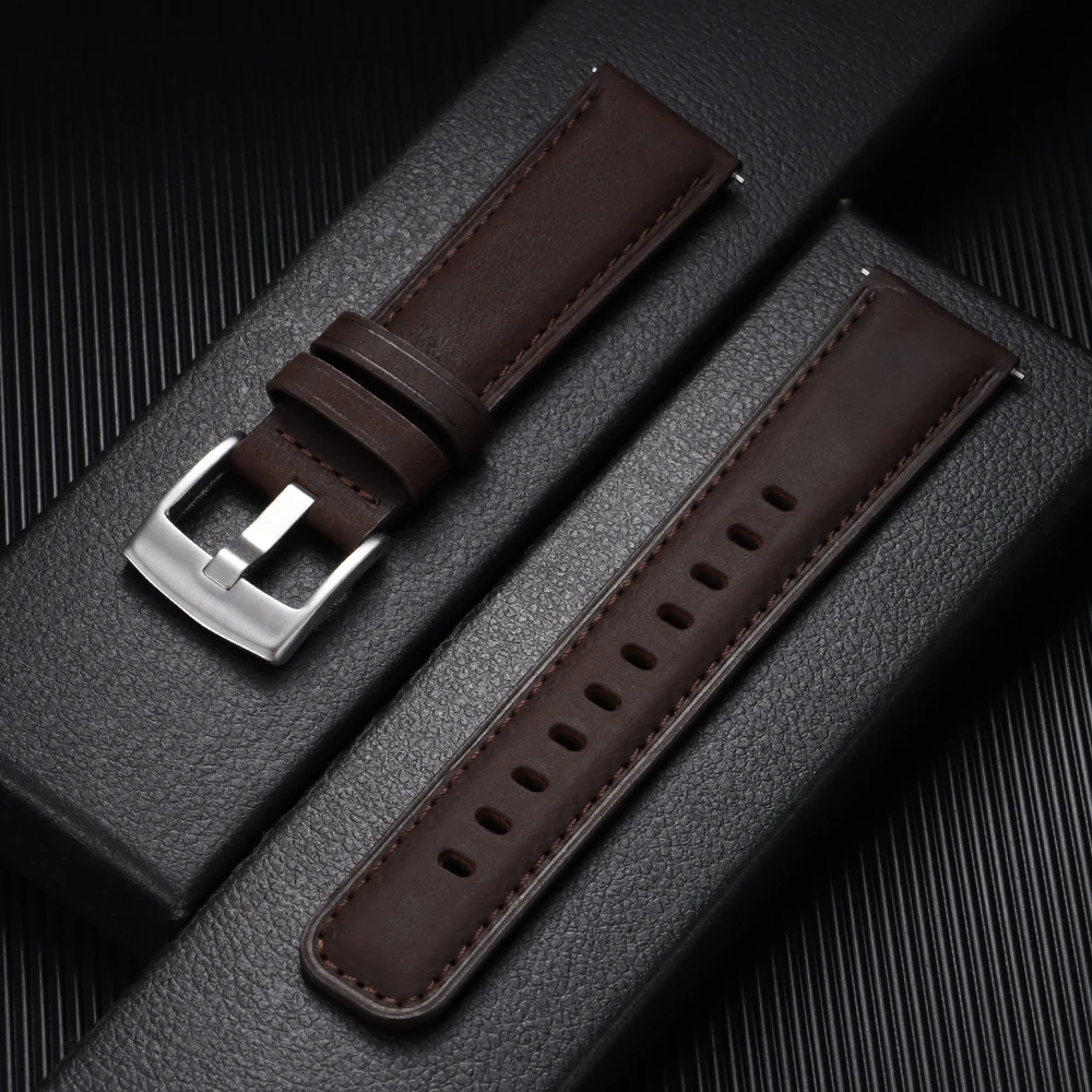 Vintage Matte Genuine Leather Watchband Bracelet in Black, Grey, and Brown