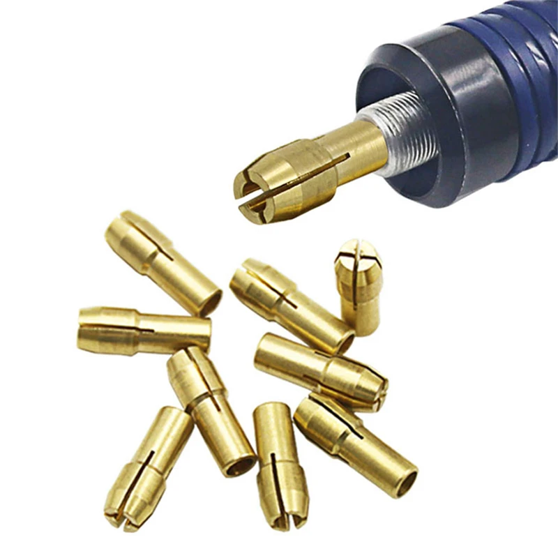 

10Pcs/Set 0.5mm-3.2mm Copper Small Electric Drill Bit Collet Micro Twist Chuck Adapter Power Hand Rotory For DIY Rotary Tools