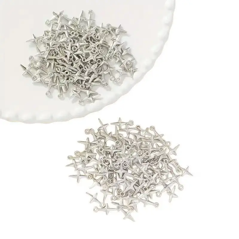 100pcs 16x8mm Charms Shining Stars Charms For Jewelry Making DIY Jewelry Findings Antique Silver Color CCB Charms - 4