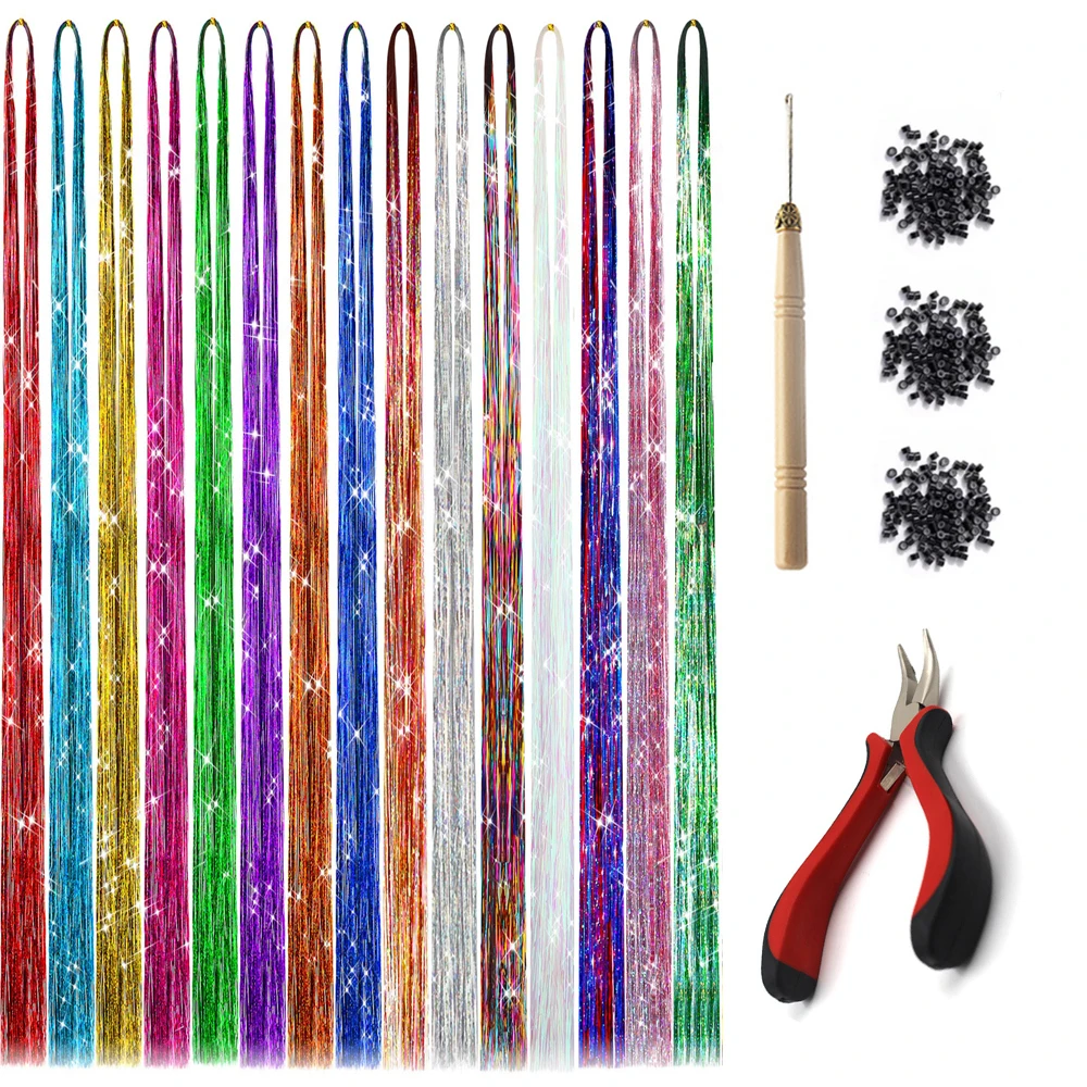Sparkle Hair Tinsel: Heat-Resistant 36-Inch Multicolor Glitter Fairy Hair Accessories