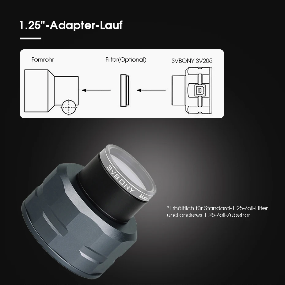 SVBONY SV205 Teleskop-Planetenkamera 1,25-Zoll-Adapterrohr CMOS IMX415 Elektronisches Okular 8MP USB3.0 für Astrofotografie – Detail 10
