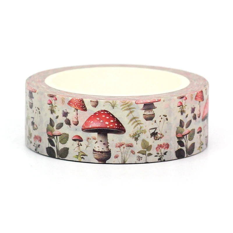 NEW 1PC 10M Deco Retro Botanical Mushrooms and Leaves Washi Tape for Scrapbooking Planner Adhesive Masking Tape Cute Stationery 2