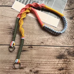Luxury Handmade Crossbody Smartphone Chain Strap with Heavy Metal Keyring - Polyester / Nylon (Blue rose 110CM)