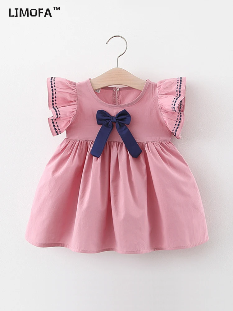 

LJMOFA Summer Clothes Baby Girl Dresses Casual Fashion Cute Bow Princess Dress Thin Toddler Kids Sleeveless Dress 2-6Y D230