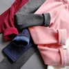 Sweet Girls Pants Kids Boys Thick Warm Trousers Winter Children Casual Solid Color Warm Pants Girls Leggings Gray Pink Wine 6