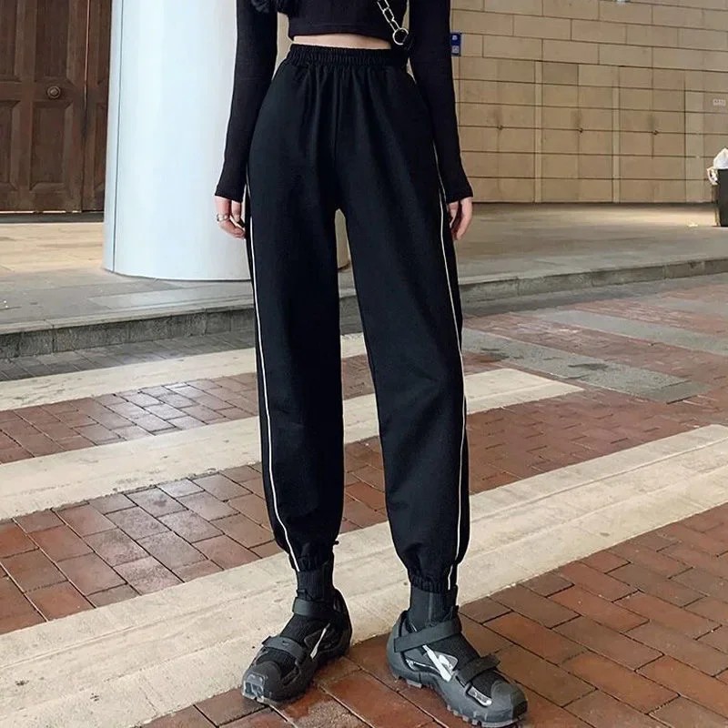 Women Oversized Casual Loose Sport Pants 2024 High Waist Jogging Pant Female Fashion Side Stripe Streetwear Trousers Ladies Pop