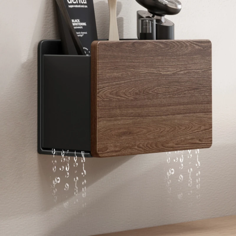 Desktop Remote Control Storage Box, Sundries Box, Pen Holder, Stationery, Makeup Brush, Bathroom Shelf, No Punch 4