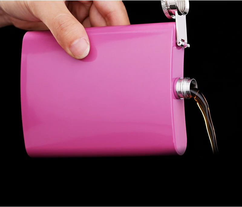 8 Unzen Rose rot tragbare Outdoor-Metall Ms. Stil Edelstahl Flach mann benutzer definierte Logo Geschenk für Frau Mode Wein Alkohol Flagon – Detail 10