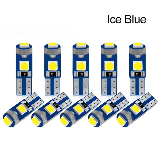 10pcs T5 Led Bulb W3W W1.2W 12V Led Canbus Car Interior Lights Dashboard Warming Indicator Wedge Auto Instrument Lamp 10pcs Ice Blue