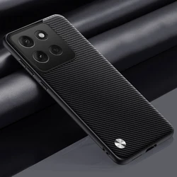 Leather Phone Case with Silicone Full Protection Cover for Motorola Moto G06 (Carbon Black)