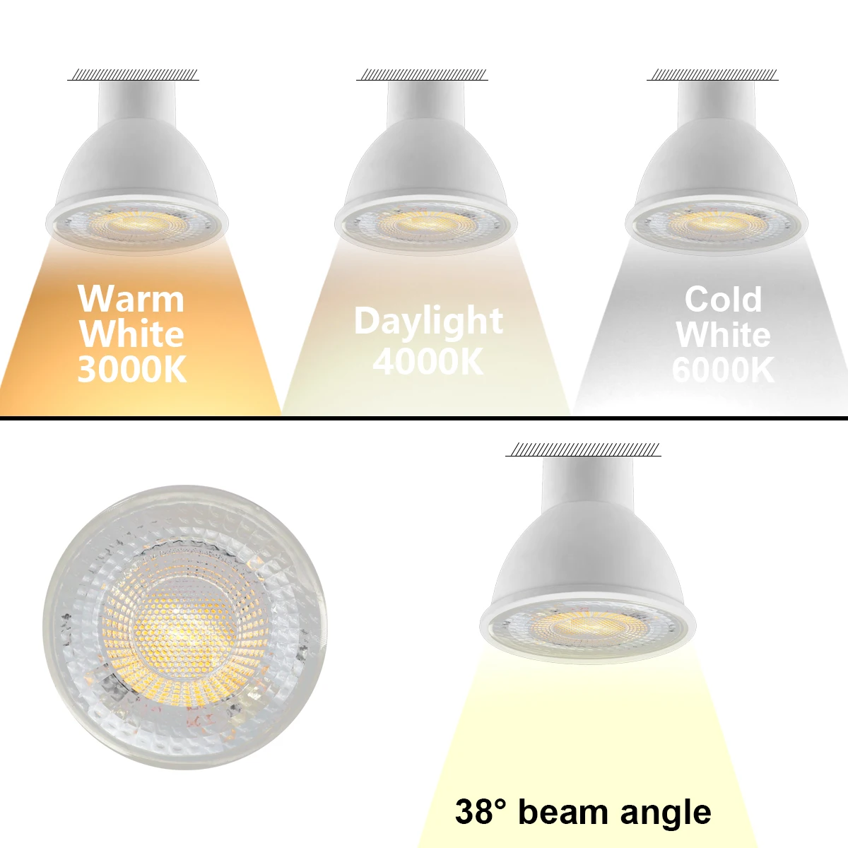 1-10PCS GU10 MR16 LED 램프 스포트라이트 전구 38도 램프라라 AC220V 120V 3W-8W 봄빌라스 LED MR16 람파다 스포트라이트 3W 5W 6W 7W