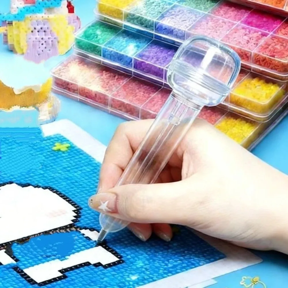 Clear Ergonomic Press-Type Bead Positioning Pen for 3D Pixel Puzzle Crafting