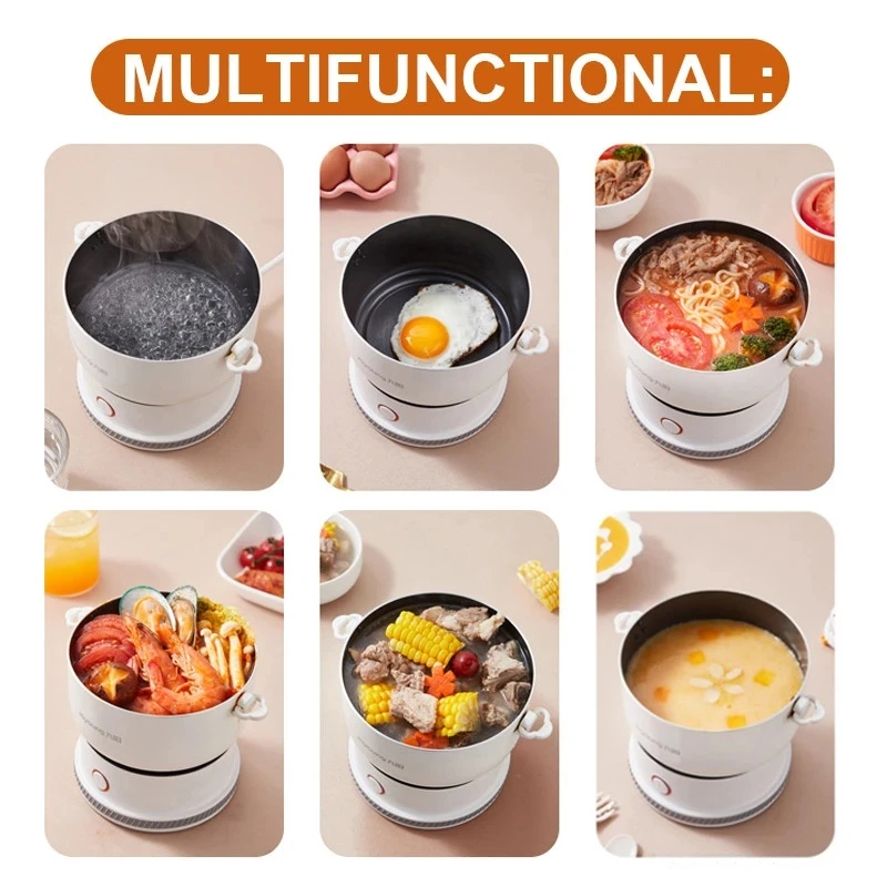 1.2L Foldable Electric Cooking Pot Multicooker Mini Portable Electric Cooker Split Type Hotpot Travel Electric Skillet 220V 3