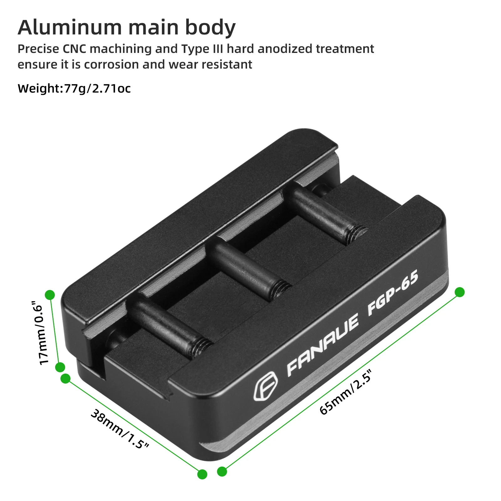 Tripod Adapter Mount Picatinny Arca-Swiss Compatible Rail Plate Anti-slip Slot CNC Machined Aluminum
