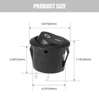 Round Rocker Switch Black On Off 2 Pin Mini Round Toggle Switch 3A 250V 6A 125V 15MM Circle Switches for RV Car Truck Boat 5