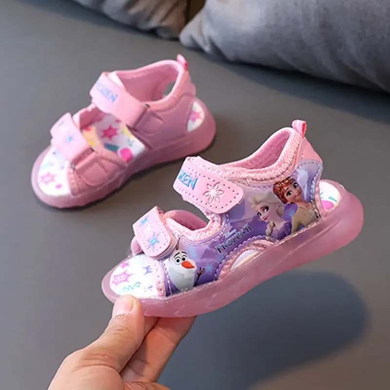 Nuevas sandalias para niña, princesa de dibujos animados Frozen