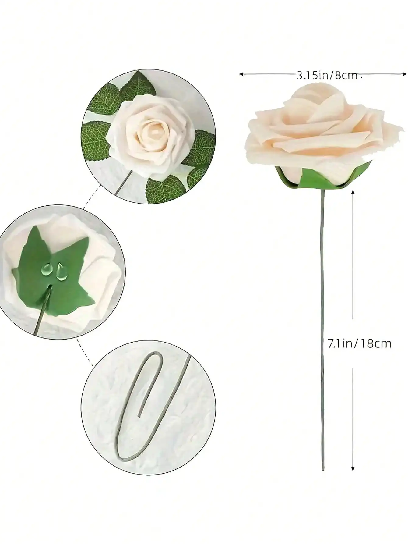 25-teiliges künstliches Rosen-Set mit grünem Farbverlauf – DIY-Hochzeitsstrauß, geeignet für Hochzeit, Kuchen, Party-Dekoration – Detail 8