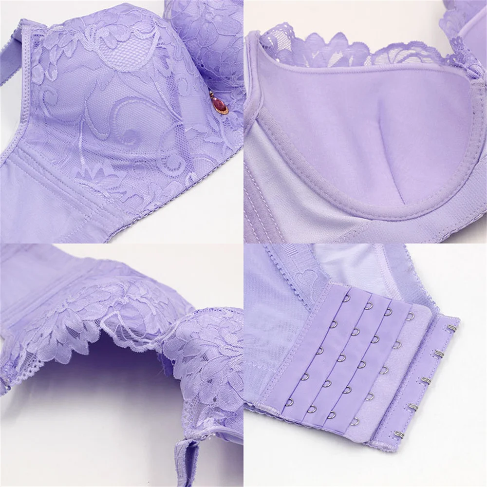Plus Size Push Up Sexy Deep U Seamless Underwear Women Lace Comfort Bra Hide Back Fat Large size Breast Cover Thin Cup Bra