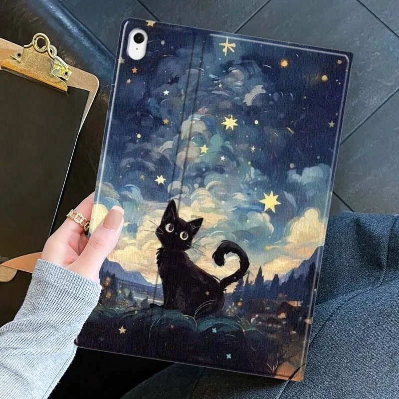 Cartoon Van Gogh Cat Art Tablet Case