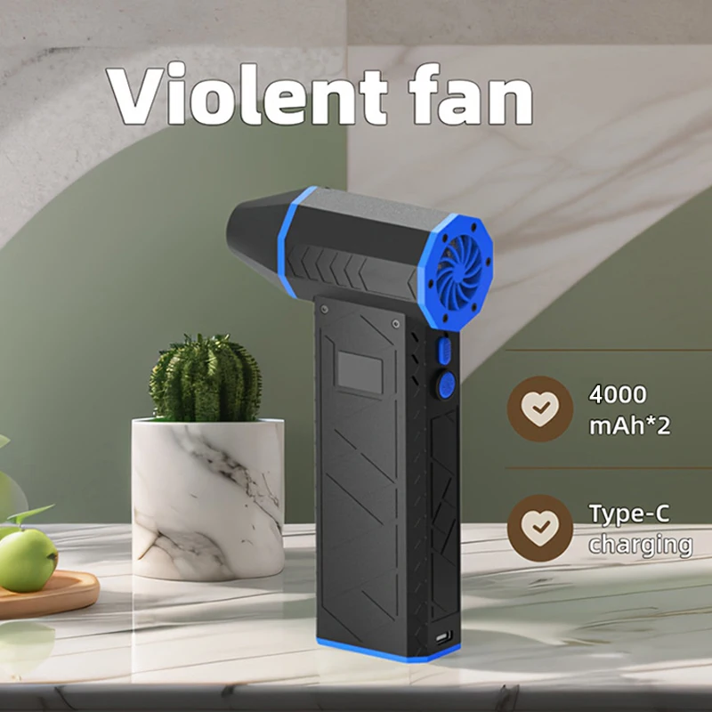 4-speed LED Turbo Jet Fan With Screen Powerful Turbo Violent Fan Blower High Speed Handheld Duct Fan 130000RPM Air Duster Blower 2