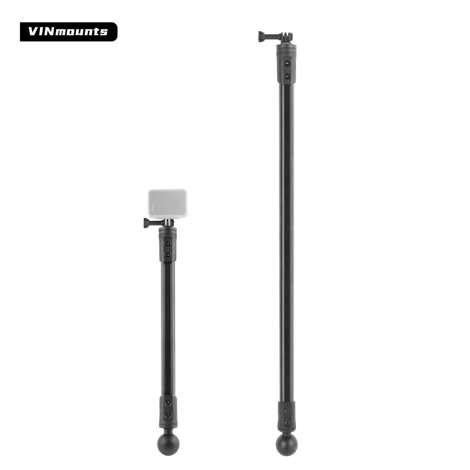 300/600mm 알루미늄 튜브 롱 폴 브래킷, 스포츠 카메라 베이스/다양한 크기의 볼 헤드/소켓 암
